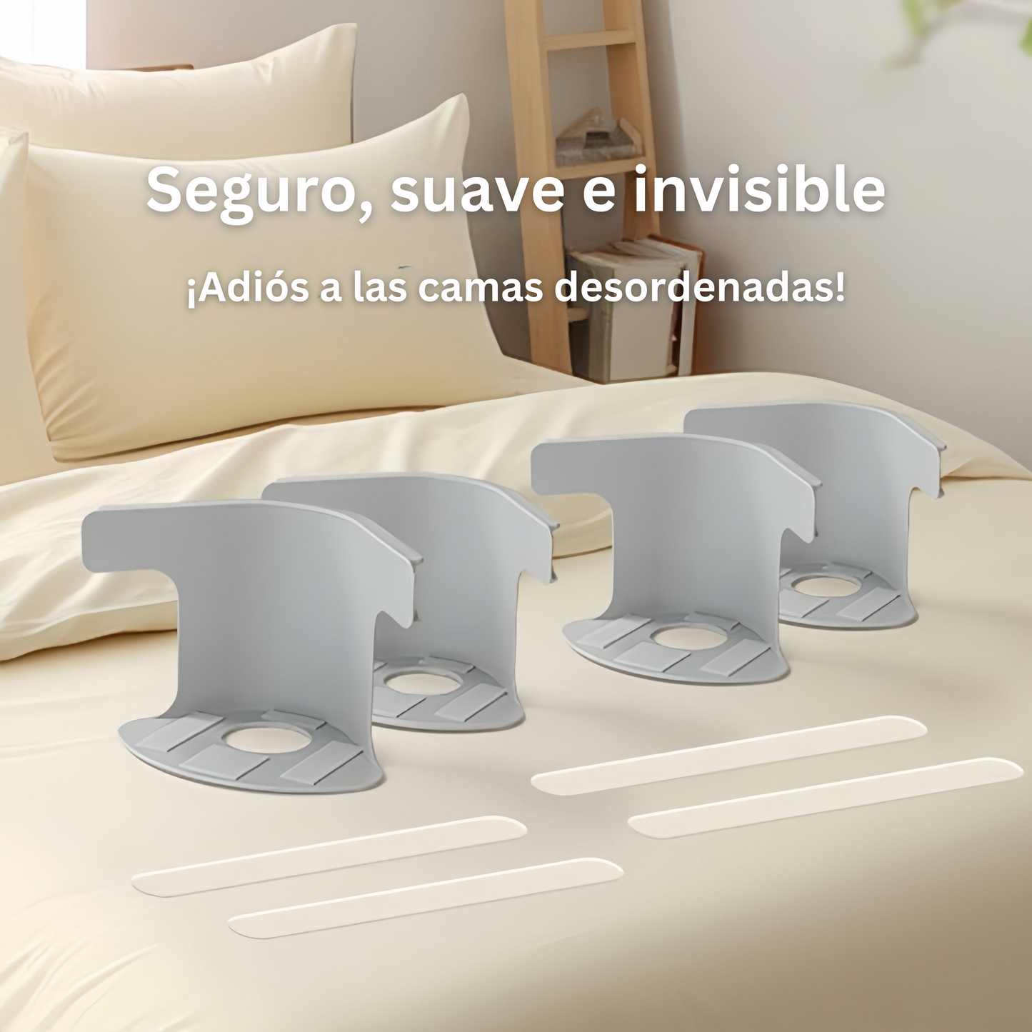 Juego de 4 piezas de sujetadores de sábanas de plástico.